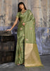 Olive Green Woven Banarasi Satin Silk Saree
