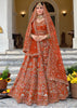 Rust Orange Embroidered Silk Bridal Lehenga With Double Dupatta