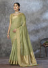 Pistachio Green Woven Cotton Saree