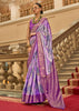 Sparkling Purple Printed Satin Silk Saree