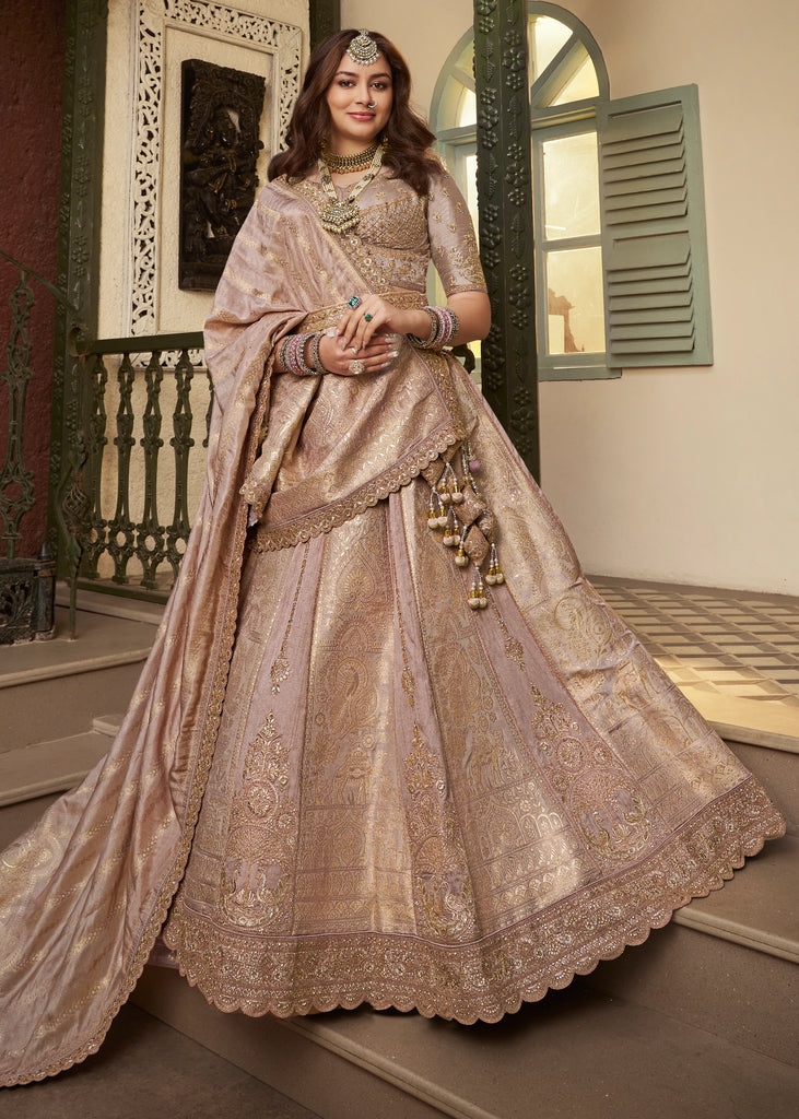 Mauve Pink Banarasi Designer Lehenga
