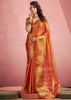 Sunset Orange Woven Tissue Silk Saree