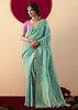 Aruba Blue Woven Banarasi Silk Saree