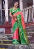 Peach Pink Woven Banarasi Silk Saree