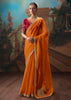 Peel Orange Embroidered Designer Saree