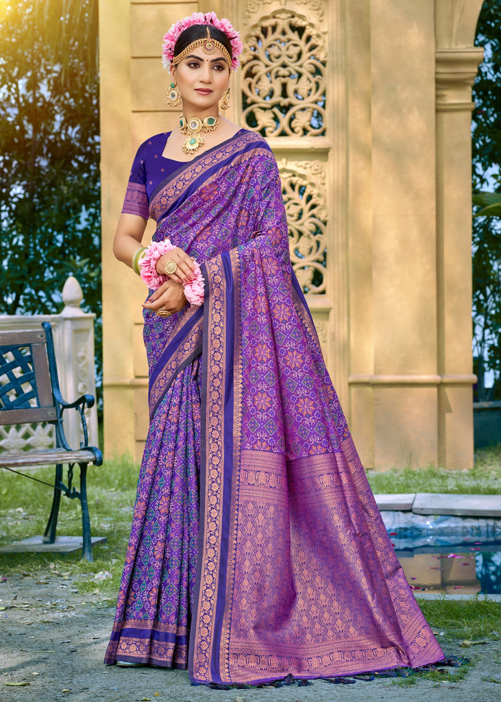 Purple Woven Banarasi Silk Saree