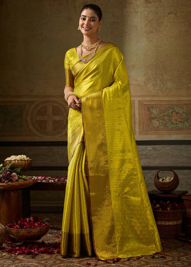 Apple Green Woven Kanjivaram Silk Saree