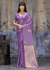Lavender Purple Woven Banarasi Satin Silk Saree