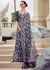 Midnight Black Printed Cotton Silk Saree