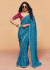 Heritage Blue Embroidered Designer Tissue Saree