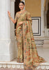 Safari Beige Designer Embroidered Silk Saree