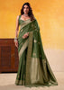 Mehndi Green Woven Tusser Silk Saree