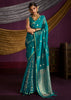 Teal Blue Banarasi Satin Silk Saree