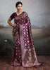 Plum Purple Woven Banarasi Silk Saree