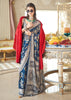 Teal Blue Woven Georgette Silk Saree