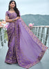 Beautiiful Purple Heavy Embroidered Designer Silk Saree (10580210876609)