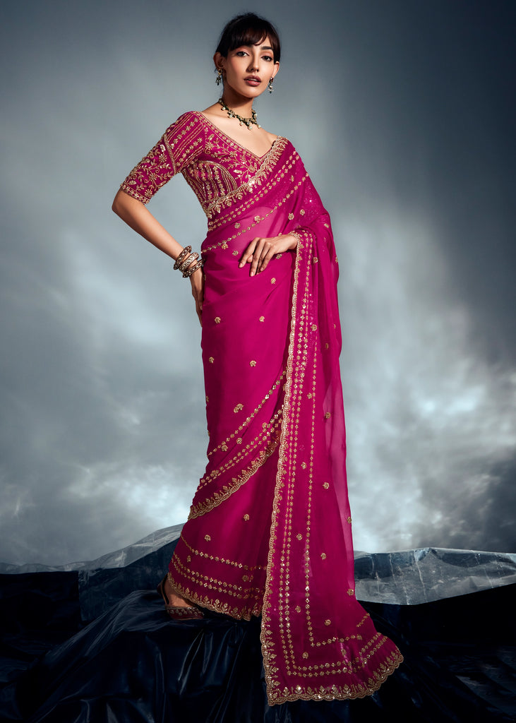 Princess Pink Designer Silk Saree