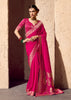 Rani Pink Woven Crepe Georgette Saree