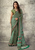 Jungle Green Printed Satin Silk Saree