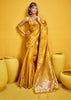 Golden Yellow Woven Banarasi Satin Silk Saree