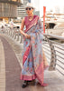 Powder Blue Woven Banarasi Tissue Silk Saree