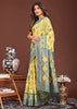 Lamon Yellow Woven Cotton Linen Silk Saree
