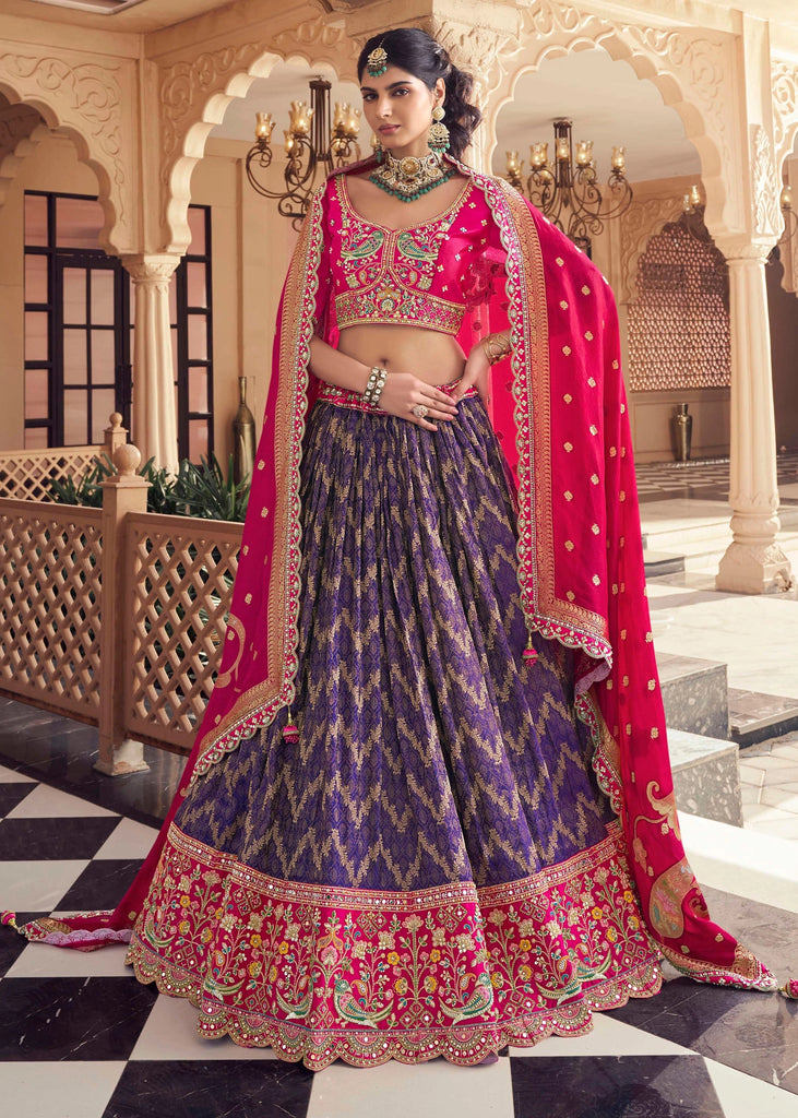 Purple And Pink Embroidered Designer Lehenga Set