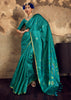 Turquoise Green Woven silk saree