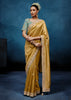 Misted Yellow Embroidered Designer Tissue Saree