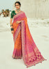 Orange & Pink Woven Georgette Bandhej Designer Saree