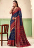 Medieval Blue Patola Printed Cotton Silk Saree