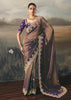 Golden Purple Tissue Embroidered Wedding Wear Saree