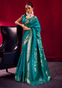 Peacock Blue Banarasi Satin Linen Silk Saree