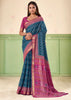 Teal Blue Patola Printed Cotton Silk Saree