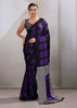 Purple Printed Satin Silk Saree