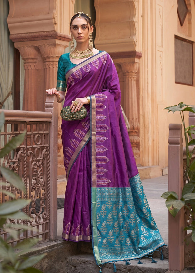 Magic Purple Woven Banarasi Silk Saree