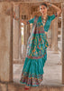 Rama Blue Printed Silk Saree