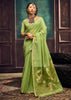 Pistachio Green Woven Cotton Silk Saree