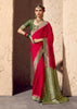 Red & Green Woven Crepe Georgette Saree