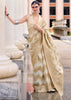 Antique White Woven Cotton Linen Silk Saree