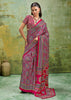 Fuchsia Pink Printed Satin Silk Saree