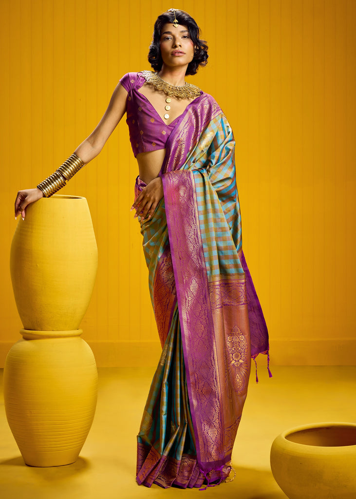 Antique Green Banarasi Silk Saree