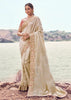 Ivory Woven Embroidered Satin Silk Saree
