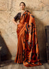 Apricot Orange Printed Satin Silk Saree