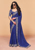 Ultramarine Blue Embroidered Designer Tissue Saree