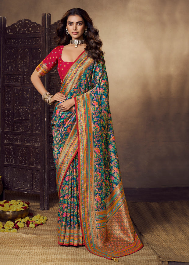 Navy blue soft silk saree with clean woven body and subtle texture