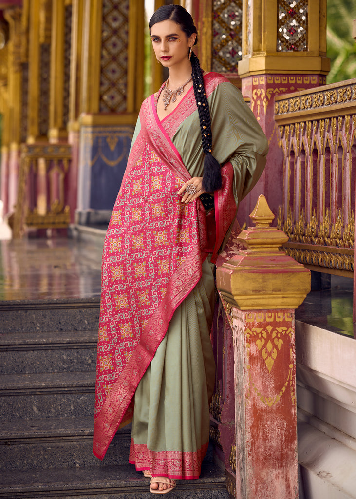 Saga Green Woven Banarasi Silk Saree