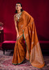 Burnt Orange Woven Banarasi Satin Linen Silk Saree