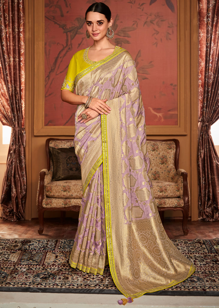 Magenta Pink And Yellow Pochampalli Border Pure Uppada Pattu Silk Sare –  Dailybuyys