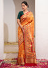 Inaya : Orange Ikat Patan Patola Banarasi Saree with Brocade Border
